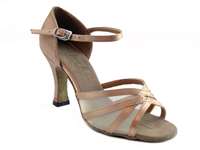 Style 6027 Brown Satin & Flesh Mesh