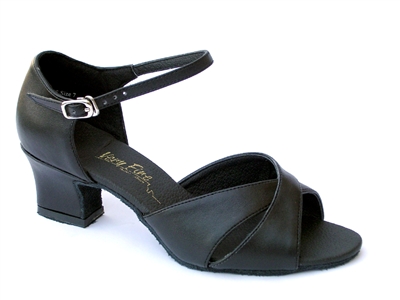 Style 6029 Black Leather Thick Cuban Heel - Women's Dance Shoes | Blue Moon Ballroom Dance Supply