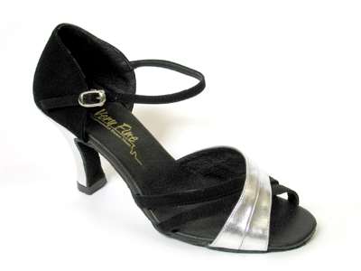 Style 6030 Black Nubuck & Silver Leather - Women's Dance Shoes | Blue Moon Ballroom Dance Supply