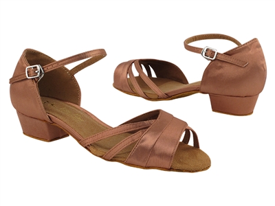 VF6030FT Tan Satin 1" Womens Heel - Women's Dance Shoes | Blue Moon Ballroom Dance Supply