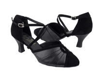 Style 6825B Black Nubuck & Black Leather - Ladies Dance Shoes | Blue Moon Ballroom Dance Supply