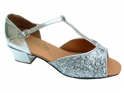 Style 801 Silver Sparkle Cuban Heel - Women's Dance Shoes | Blue Moon Ballroom Dance Supply