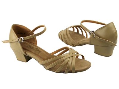 Style 802 Tan Leather Cuban Heel - Women's Dance Shoes | Blue Moon Ballroom Dance Supply