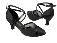 Style 9622 Black Satin & Black Mesh - Ladies Dance Shoes | Blue Moon Ballroom Dance Supply