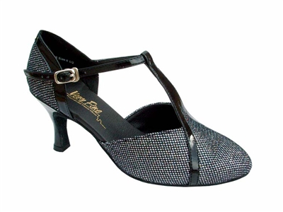 Style 9625 Black Sparklenet & Black Trim - Ladies Dance Shoes | Blue Moon Ballroom Dance Supply