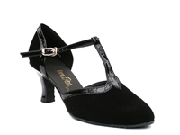 Style 9627 Black Nubuck & Black Trim - Ladies Dance Shoes | Blue Moon Ballroom Dance Supply