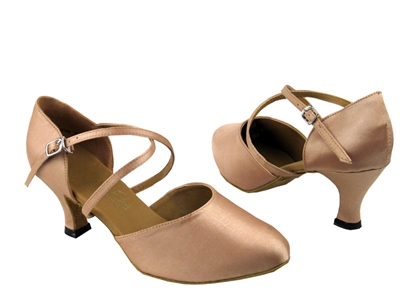 Style 9691 Light Brown Satin - Ladies Dance Shoes | Blue Moon Ballroom Dance Supply