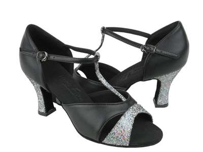 Style C1617 Black Leather & Black Scale - Ladies Dance Shoes | Blue Moon Ballroom Dance Supply