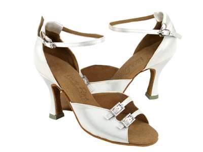 Style C1620 White Satin - Ladies Dance Shoes | Blue Moon Ballroom Dance Supply