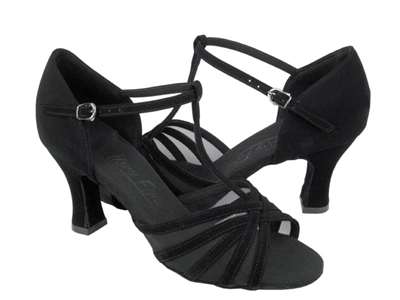 Style C16612 Black Nubuck & Black Mesh - Ladies Dance Shoes | Blue Moon Ballroom Dance Supply