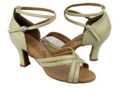 Style C5017 Beige Leather & Flesh Mesh - Ladies Dance Shoes | Blue Moon Ballroom Dance Supply