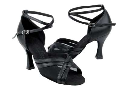 Style C5017 Black Leather & Black Mesh - Ladies Dance Shoes | Blue Moon Ballroom Dance Supply