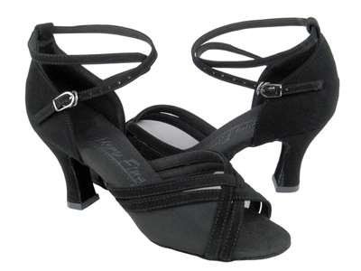 Style C5017 Black Nubuck & Black Mesh - Ladies Dance Shoes | Blue Moon Ballroom Dance Supply