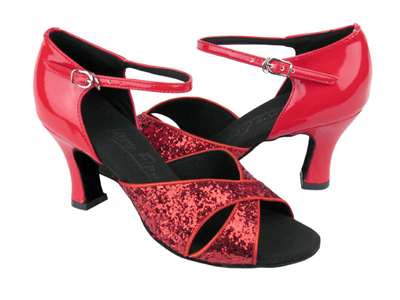 Style C6029 Red Sparkle & Red Patent - Ladies Dance Shoes | Blue Moon Ballroom Dance Supply