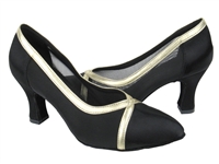 Style C6815 Black Satin & Black Mesh - Ladies Dance Shoes | Blue Moon Ballroom Dance Supply