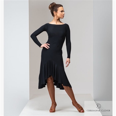 Style Chrisanne Clover Aida Latin Dress Black - Women's Dancewear | Blue Moon Ballroom Dance Supply