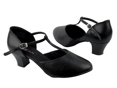 Style CD1113 Black Leather Cuban Heel - Ladies Dance Shoes | Blue Moon Ballroom Dance Supply