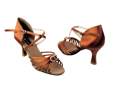 Style CD2030 Dark Tan Satin - Women's Dance Shoes | Blue Moon Ballroom Dance Supply