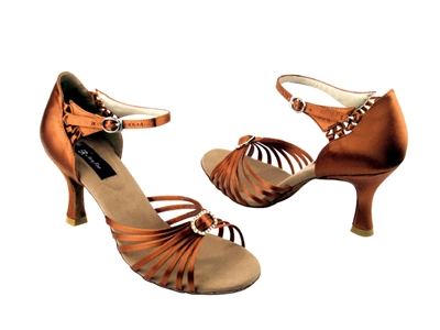 Style CD2043 Dark Tan Satin - Women's Dance Shoes | Blue Moon Ballroom Dance Supply