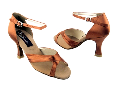 Style CD2076 Dark Tan Satin - Women's Dance Shoes | Blue Moon Ballroom Dance Supply