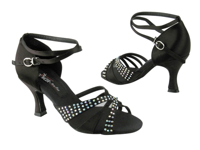 VF CD2805 Black Satin - Women's Dance Shoes | Blue Moon Ballroom Dance Supply