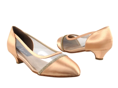 Style CD5502 Tan Satin Cuban Heel - Ladies Dance Shoes | Blue Moon Ballroom Dance Supply