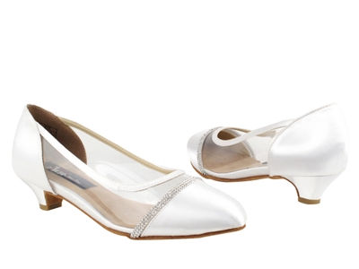 Style CD5502 White Satin Cuban Heel - Ladies Dance Shoes | Blue Moon Ballroom Dance Supply