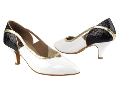 Style CD5503 Black Sparkle & WhitePatent - Ladies Dance Shoes | Blue Moon Ballroom Dance Supply