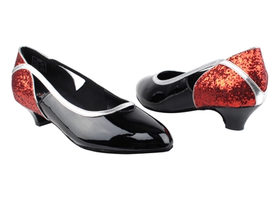 Style CD5503 Red Sparkle & Black Patent Cuban Heel | Blue Moon Ballroom Dance Supply