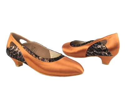 Style CD5505 Dark Tan Satin Cuban Heel - Ladies Dance Shoes | Blue Moon Ballroom Dance Supply