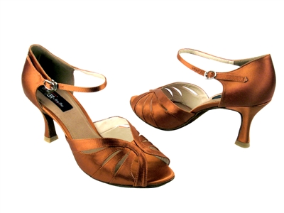 Style CD6100 Dark Tan Satin - Women's Dance Shoes | Blue Moon Ballroom Dance Supply