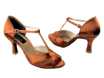 Style CD6200 Dark Tan Satin - Women's Dance Shoes | Blue Moon Ballroom Dance Supply