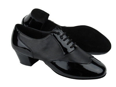 CM100101 Black Patent & Black Leather & Latin Heel | Blue Moon Ballroom Dance Supply