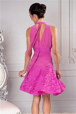 Style D914 Short Reversible Halter Corset Dress - Women's Dancewear  | Blue Moon Ballroom Dance Supply