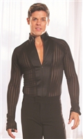 Style MS7 Mandarin Collar Shirt Black Stripe - Men's Dancewear | Blue Moon Ballroom Dance Supply