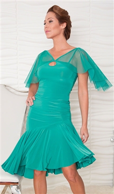 Style S811 - 2 Circle Asymmetric Ruched Skirt - Dancewear On Sale | Blue Moon Ballroom Dance Supply