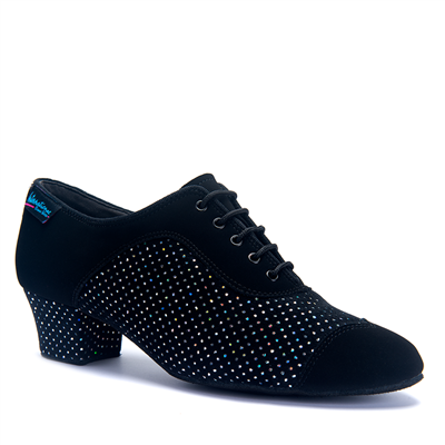 CK Line Black Nubuck/Silver Hologram Practice Shoe | Blue Moon Ballroom Dance Supply