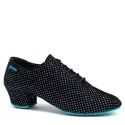 IDS Heather Black Silver Hologram Split Sole- Blue Suede | Blue Moon Ballroom Dance Supply