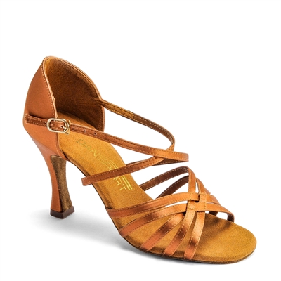 Style IDS L3007 Tan Satin Dansport Latin Dance Shoe | Blue Moon Ballroom Dance Supply