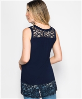 High-Low Lace Tank Top in Navy - Ladies Casualwear  | Blue Moon Ballroom Dance Supply