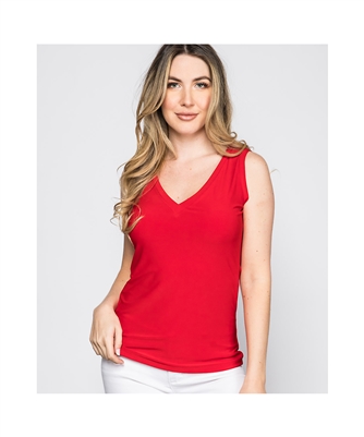 Basic V-neck Tank Top in Red- Ladies Casualwear  | Blue Moon Ballroom Dance Supply