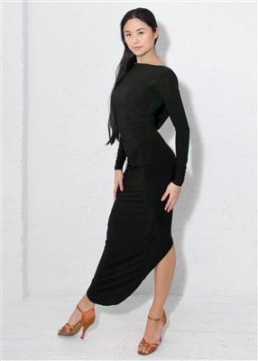 Style Alessandra Draped Dress Black - Women's Dancewear | Blue Moon Ballroom Dance Supply