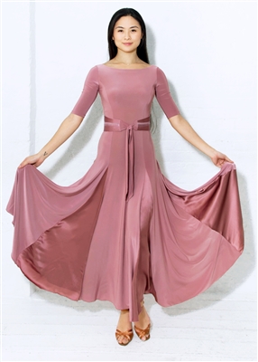 Style Alexa Ballroom Gown Dusty Rose - Dancewear | Blue Moon Ballroom Dance Supply