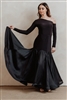 Miari Aurora Ballroom Skirt Black Velvet and Silk  Blue Moon Ballroom Dance Supply