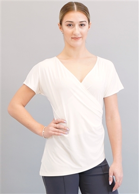 Style Celine Short Sleeve Ivory Top - Dancewear | Blue Moon Ballroom Dance Supply