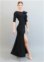 Style Federica Ruffle Ballroom Gown Black - Dancewear | Blue Moon Ballroom Dance Supply