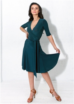 Style Klaudia Wrap Dress Green | Blue Moon Ballroom Dance Supply