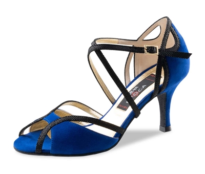 NE Maxima Blue Suede Black Trim 7 cm heel - Dance Shoes | Blue Moon Ballroom Dance Supply