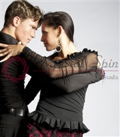 Style NS 10L08004T Black Sheer LS Top - Dancewear | Blue Moon Ballroom Dance Supply