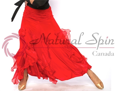 Style NS Red Ruffled Ballroom Skirt | Blue Moon Ballroom Dance Supply